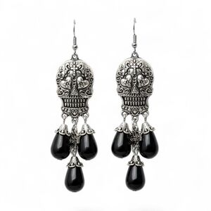 Sugar Skull Dangle Earrings | Gothic Boho Jewelry | Day of the Dead